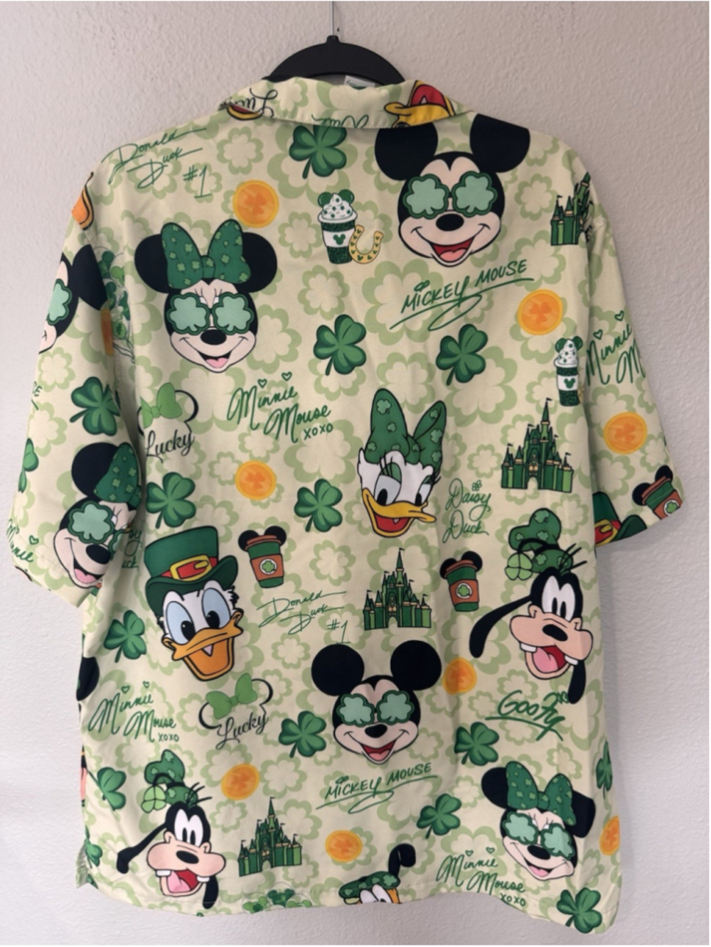 Disney St Patrick’s Day Button Up Shirt Mickey Minnie Green L Unisex - Picture 3 of 6